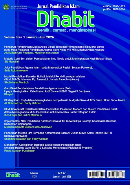 					View Vol. 6 No. 1 (2026): Jurnal Dhabit : Jurnal Pendidikan Islam
				